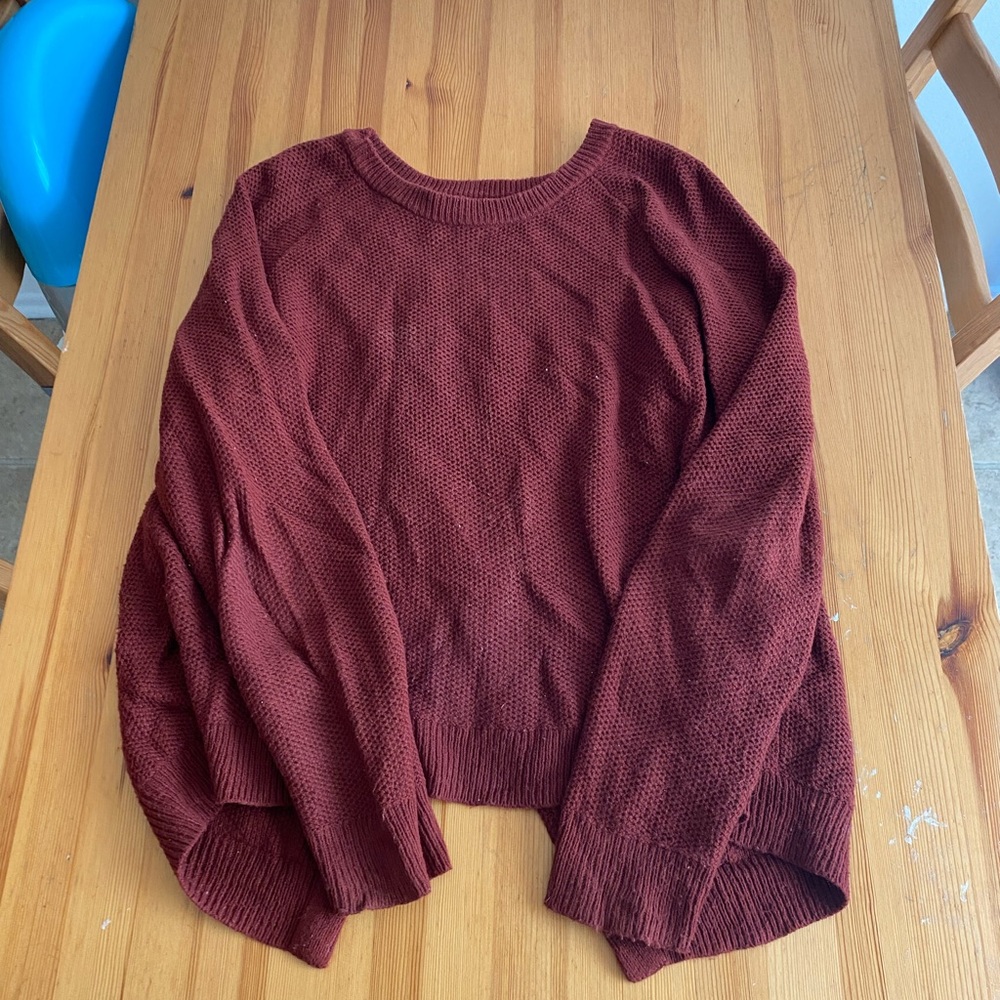 COPY - Red Maroon Madewell Sweater with V Neck Back | Size Large